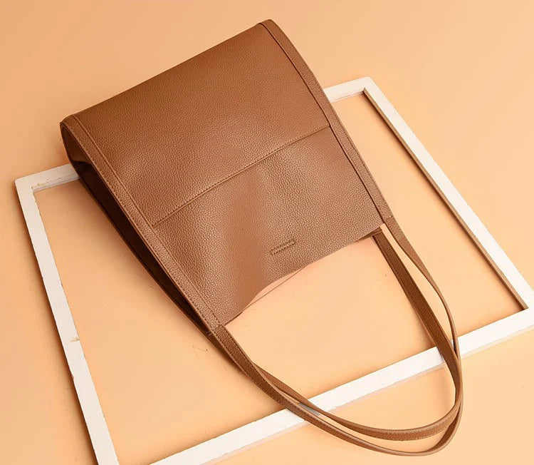 Jula - Plain genuine leather shoulder bag