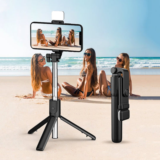 Bluetooth selfie stick with 6-in-1 cable