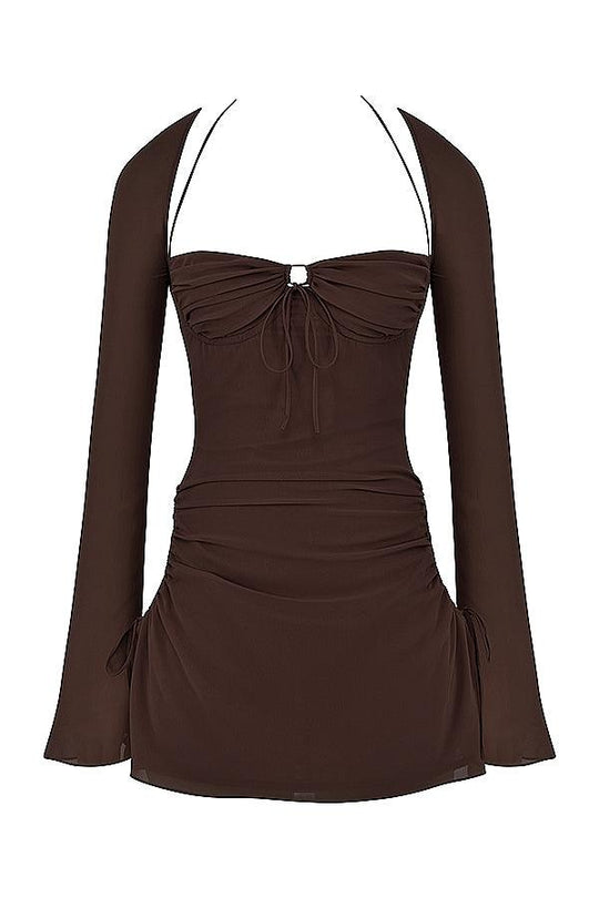 Sienna | Mini Halter Chiffon Dress - Fluid & Feminine