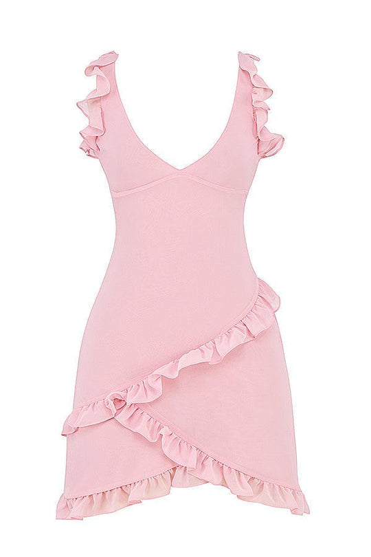 Daisy | Mini Ruffle Dress Quartz Pink - Elegant & Playful