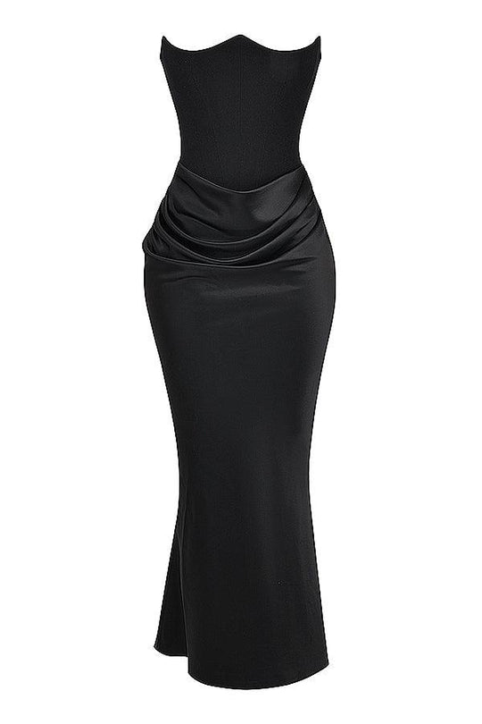 Elegant Strapless Corset Maxi Dress | Classic Glamour for the Evening