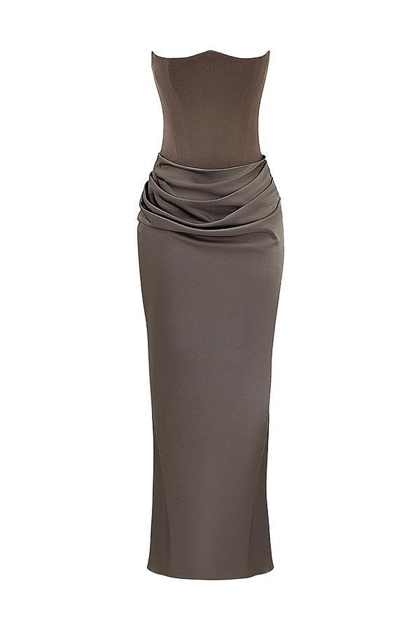 Elegant Strapless Corset Maxi Dress | Classic Glamour for the Evening