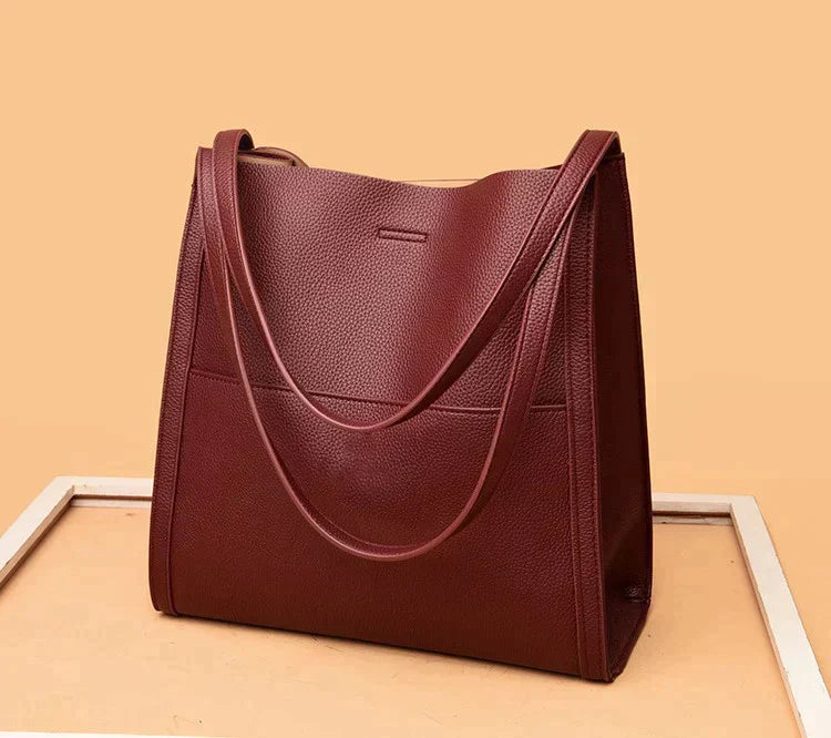 Jula - Plain genuine leather shoulder bag