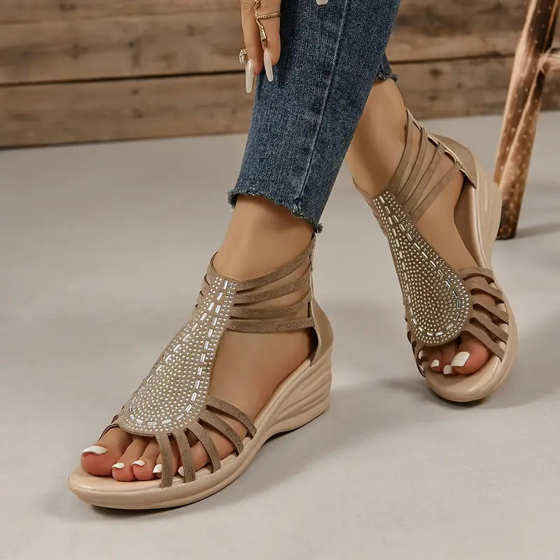 Camille™ - Rhinestone Wedge Sandals