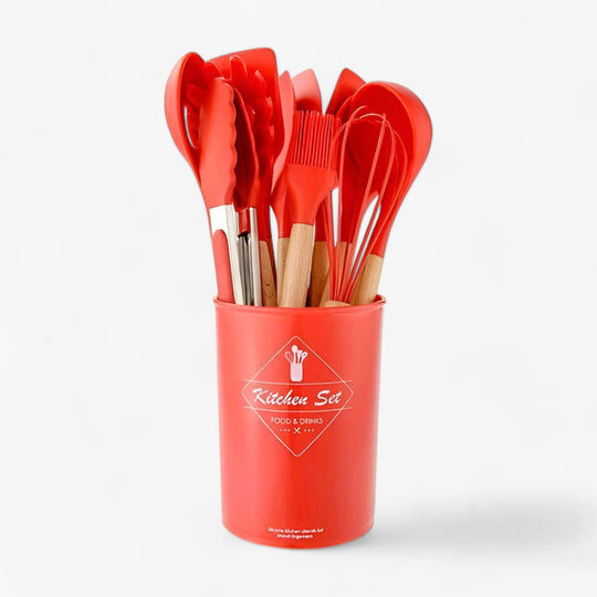 Set of 12 silicone kitchen utensils