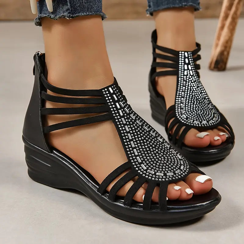 Camille™ - Rhinestone Wedge Sandals