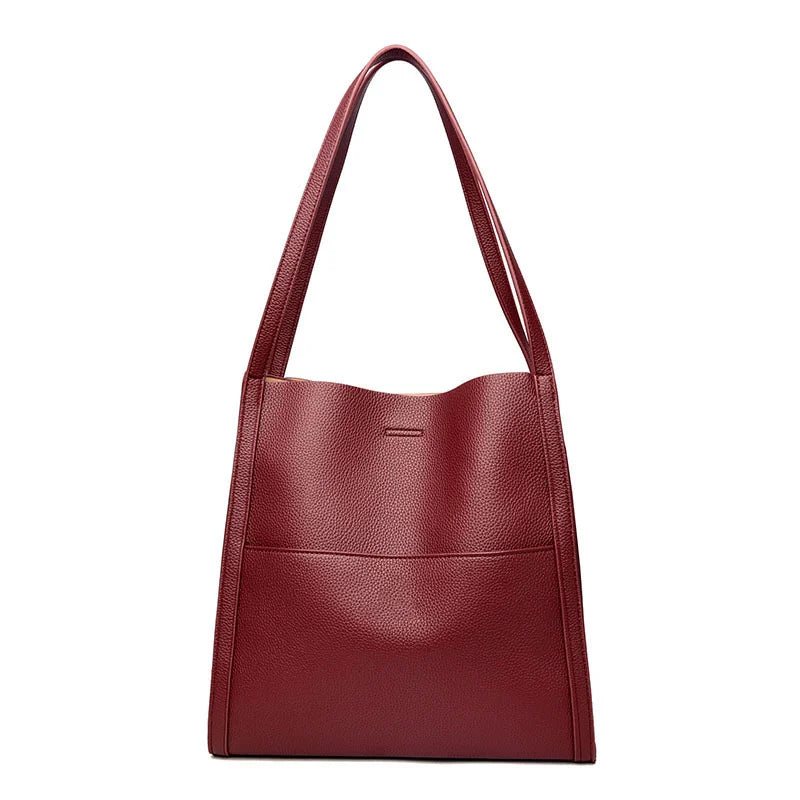 Jula - Plain genuine leather shoulder bag