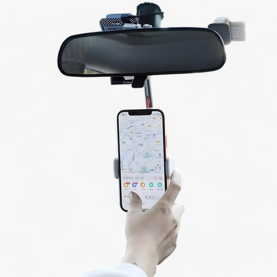 Noah | 360° Auto Smartphone Holder with Adjustable Rearview Mirror - Perfect Grip for Your Phone