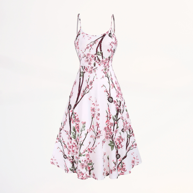 Olivia™ - Elegant Two-Tone Floral Pattern Dress in Pink