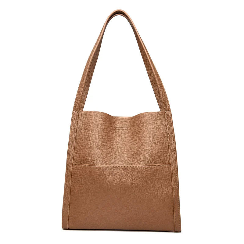 Jula - Plain genuine leather shoulder bag