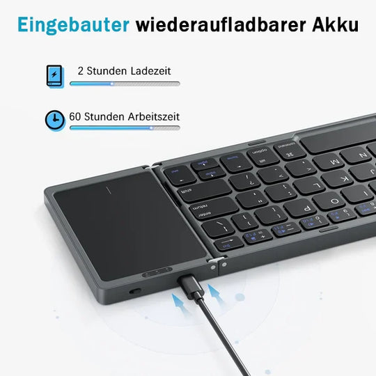 iTas | Foldable Bluetooth Keyboard with Integrated Touchpad - Stylish and Practical for Travel