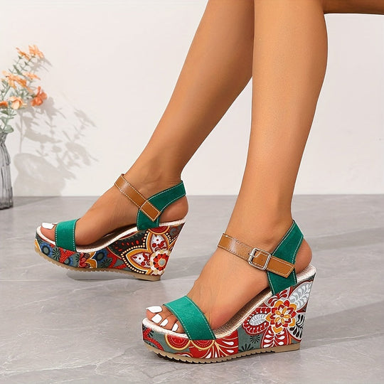 Floréa™ - Floral Summer Wedge Sandals