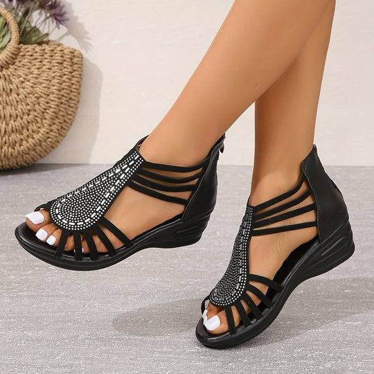 Camille™ - Rhinestone Wedge Sandals