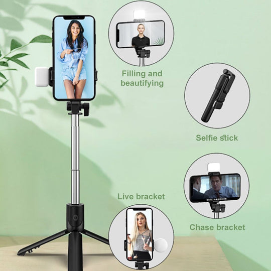 Bluetooth selfie stick with 6-in-1 cable