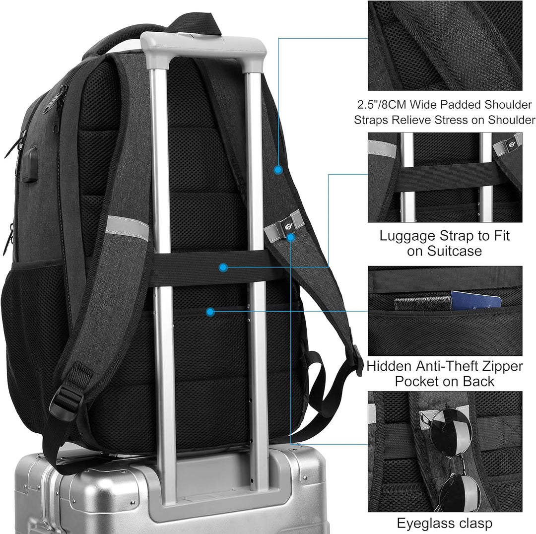 Laptop Backpack | Large TSA-Approved Travel Backpack - Convenient USB Port for On-the-Go Charging