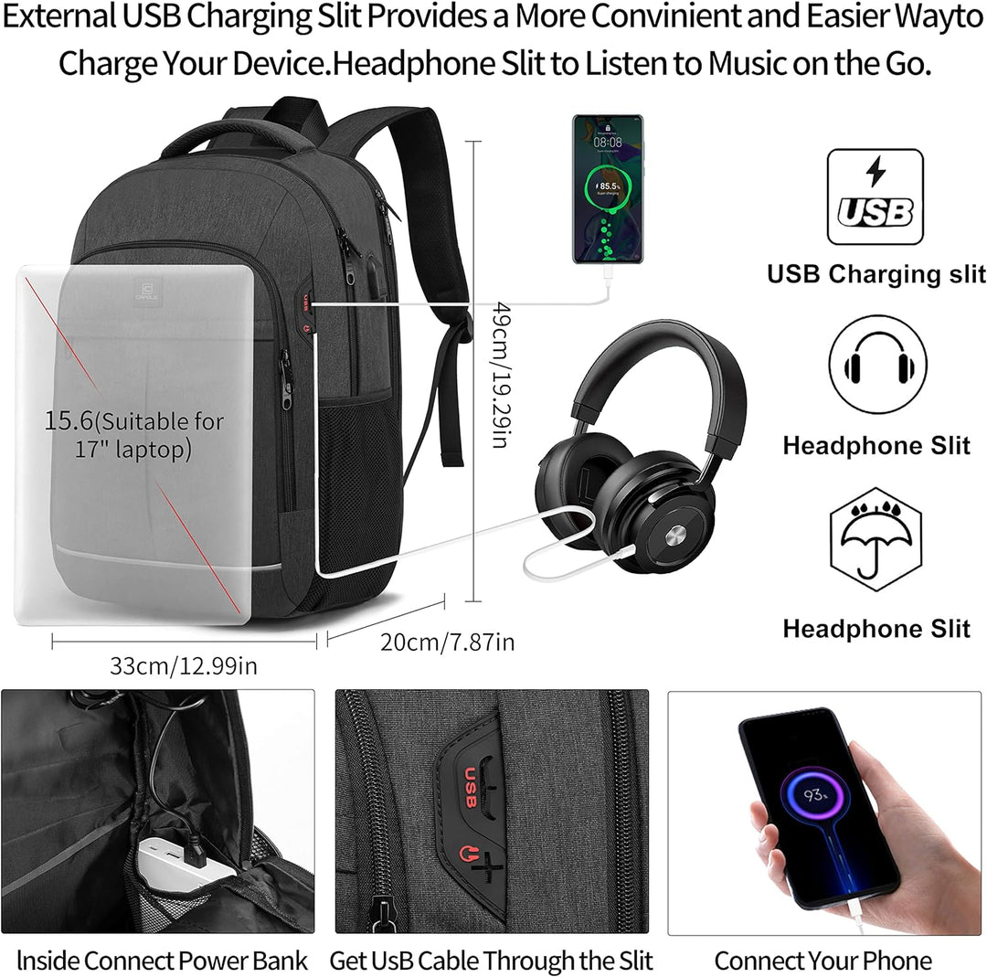 Laptop Backpack | Large TSA-Approved Travel Backpack - Convenient USB Port for On-the-Go Charging