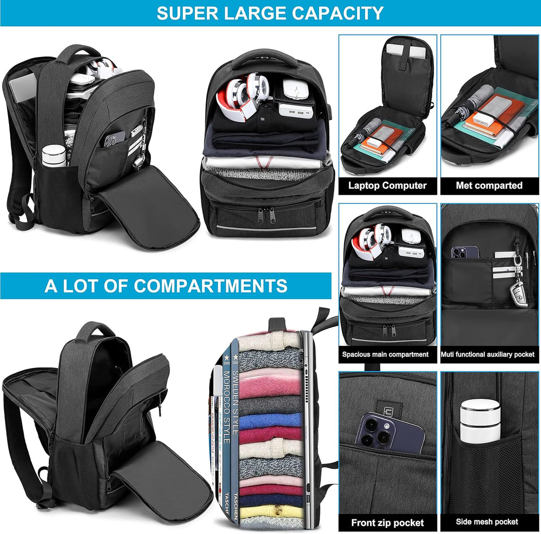 Laptop Backpack | Large TSA-Approved Travel Backpack - Convenient USB Port for On-the-Go Charging