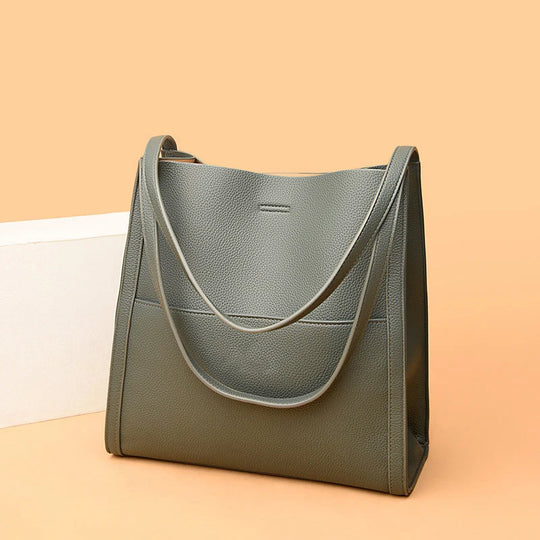 Jula - Plain genuine leather shoulder bag