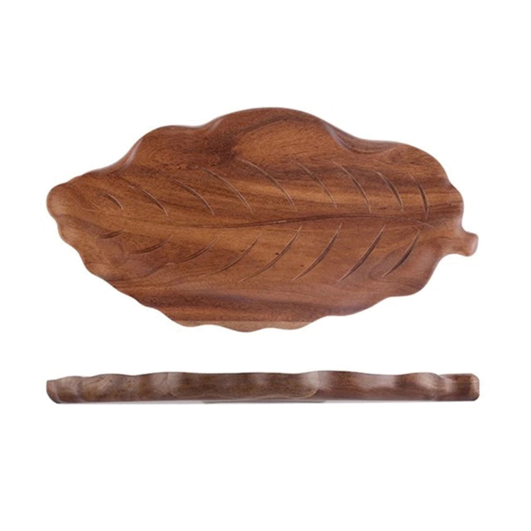 Artistic wooden serving platter with walnut leaves | Eco-friendly elegance for desserts, snacks, and jewelry