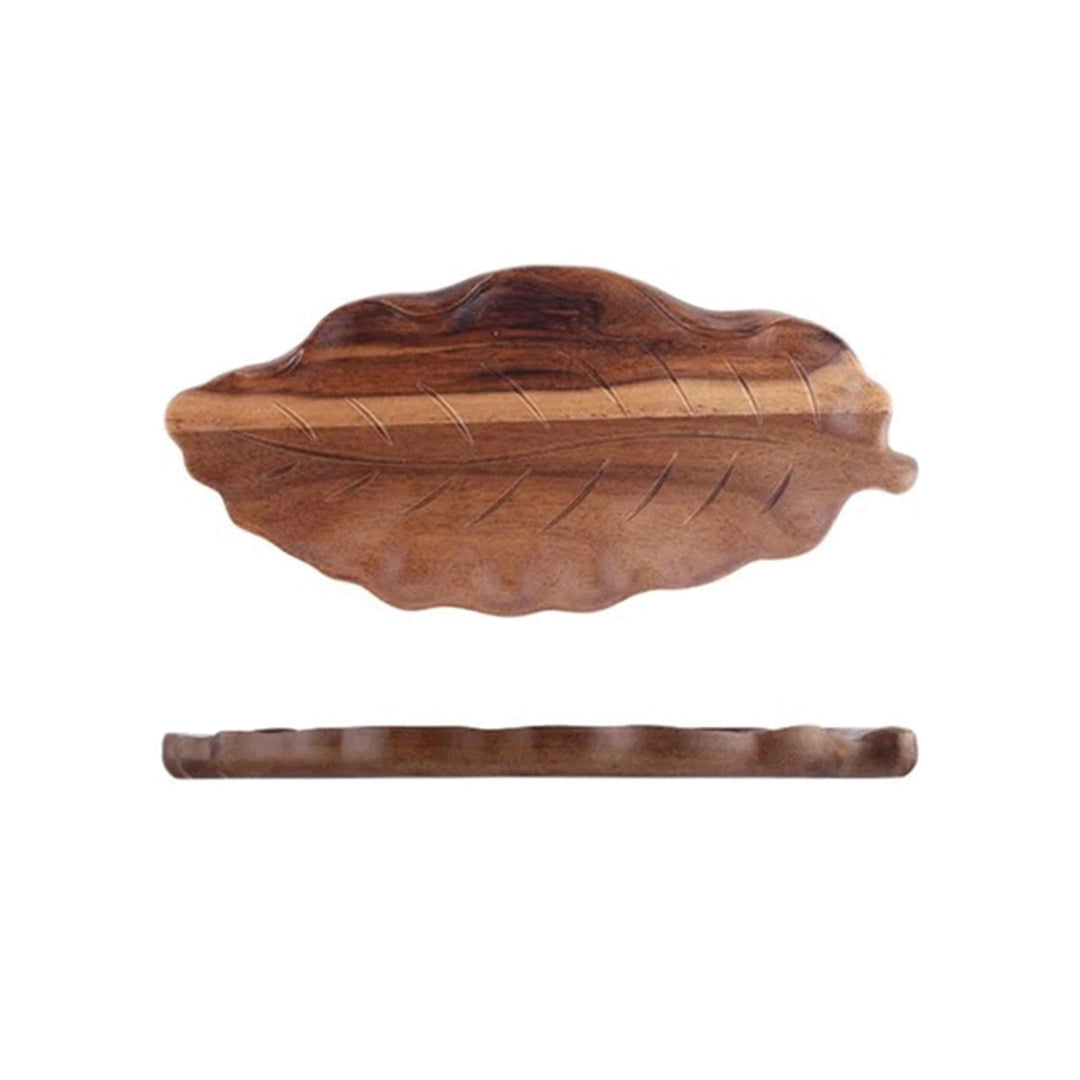 Artistic wooden serving platter with walnut leaves | Eco-friendly elegance for desserts, snacks, and jewelry