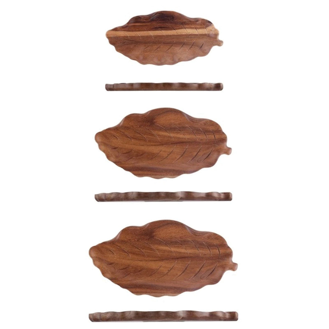 Artistic wooden serving platter with walnut leaves | Eco-friendly elegance for desserts, snacks, and jewelry