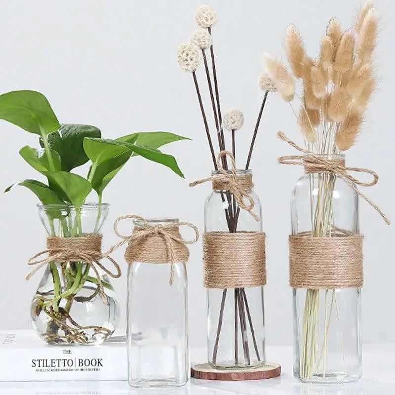 Elegant and minimalist high-quality clear glass vase - ideal for flowers and hydroponic plants, perfect as stylish table decor!