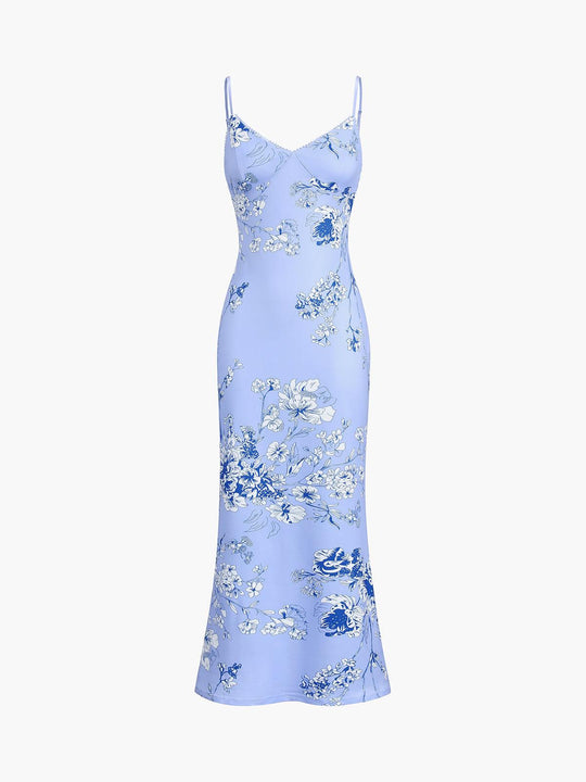 Long Floral Print Strap Dress | Fresh and Feminine