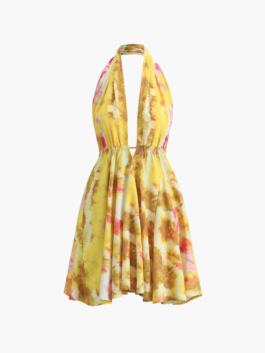 Chloe | Halter Backless Tropical Dress - Fun & Chic