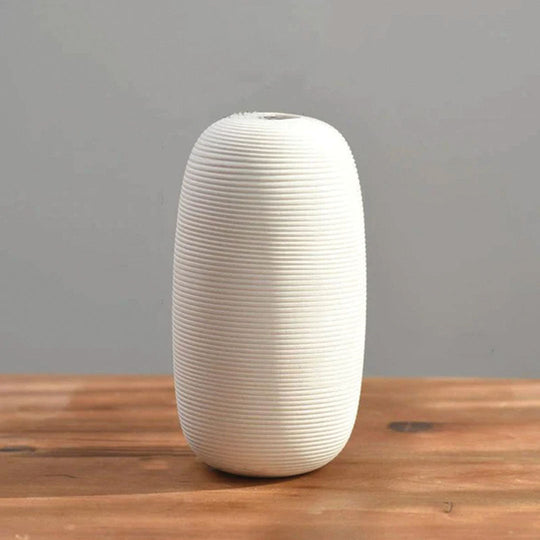 Elegant White Handmade Ceramic Vase with Unique Ring Sculpture - Perfect for Plant and Flower Decoration