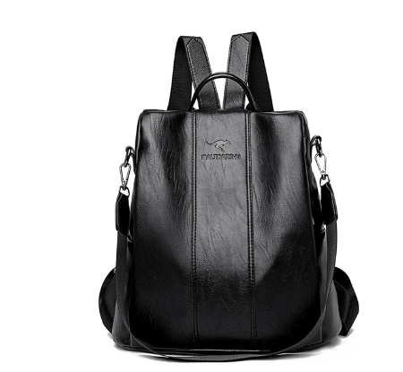 Anti-theft leather backpack for women