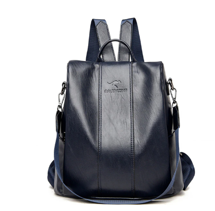 Anti-theft leather backpack for women