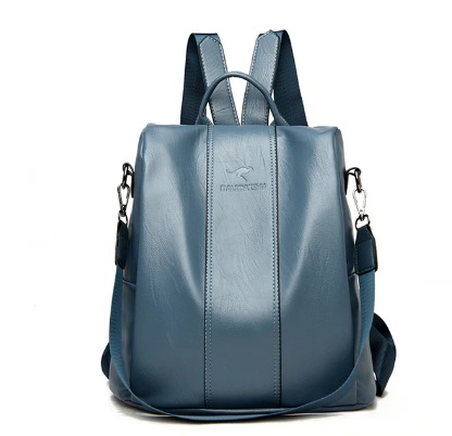 Anti-theft leather backpack for women