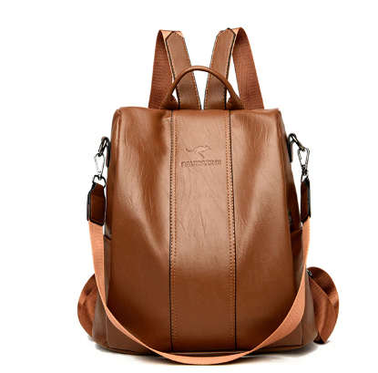 Anti-theft leather backpack for women