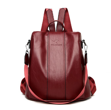 Anti-theft leather backpack for women