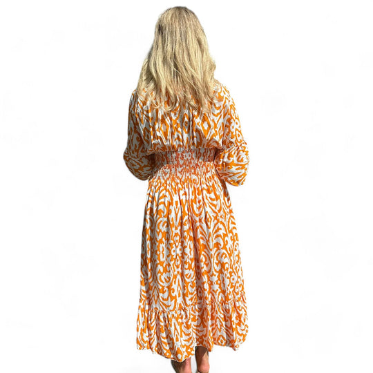 FLORA - Large Floral Dress with V Neck - Perfect for Beach Vacations