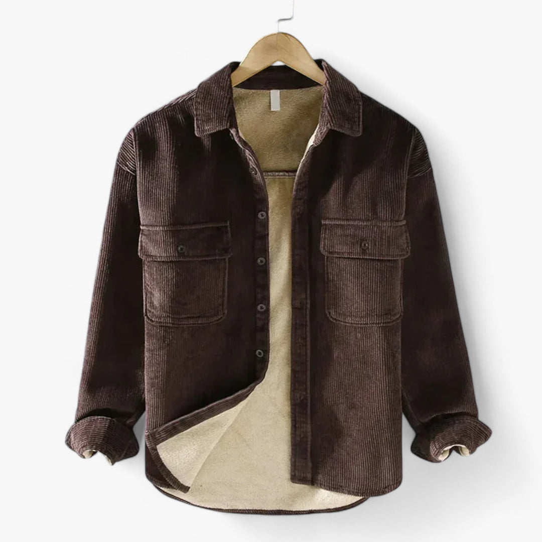 Pierre | Lined corduroy fleece shirt for men