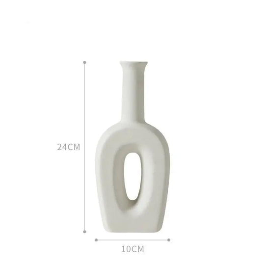 Elegant handmade white ceramic vase - Unglazed, modern design for fresh plants and flowers, perfect for interior decoration and gift ideas, durable and eco-friendly