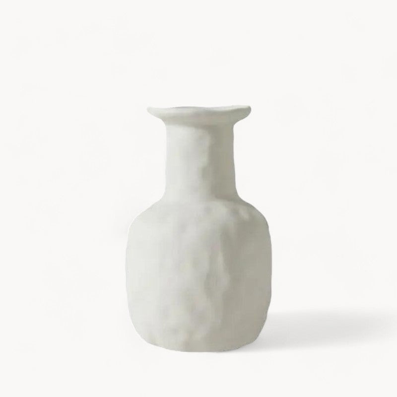 Elegant handmade white ceramic vase - Unglazed, modern design for fresh plants and flowers, perfect for interior decoration and gift ideas, durable and eco-friendly