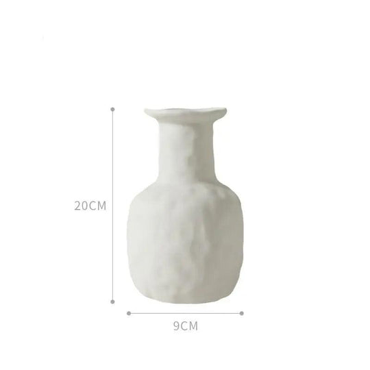 Elegant handmade white ceramic vase - Unglazed, modern design for fresh plants and flowers, perfect for interior decoration and gift ideas, durable and eco-friendly