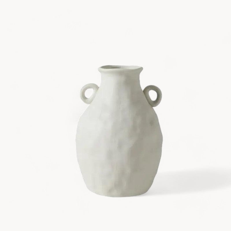 Elegant handmade white ceramic vase - Unglazed, modern design for fresh plants and flowers, perfect for interior decoration and gift ideas, durable and eco-friendly