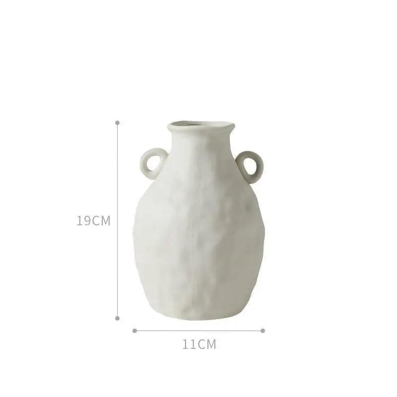 Elegant handmade white ceramic vase - Unglazed, modern design for fresh plants and flowers, perfect for interior decoration and gift ideas, durable and eco-friendly