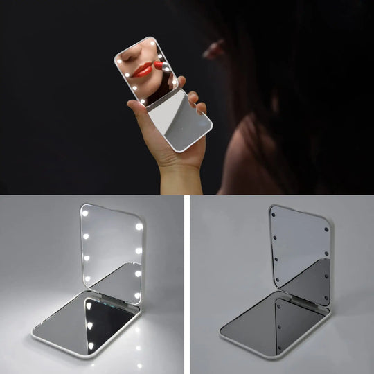 Foldable LED Makeup Mirror - Perfect Lighting for Your Routine