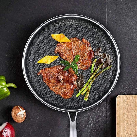 KitchenPro | Frying Pan - Non-stick Stainless Steel for Effortless Cooking