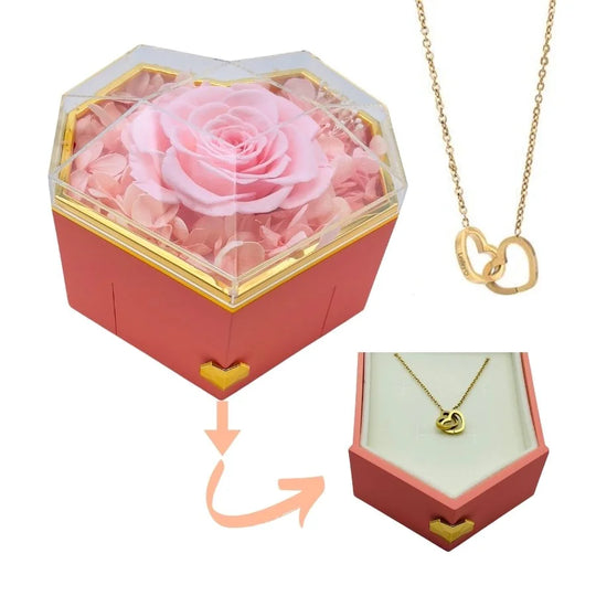 Heart Box | Necklace and Eternal Rose - Romantic Engraved Gift