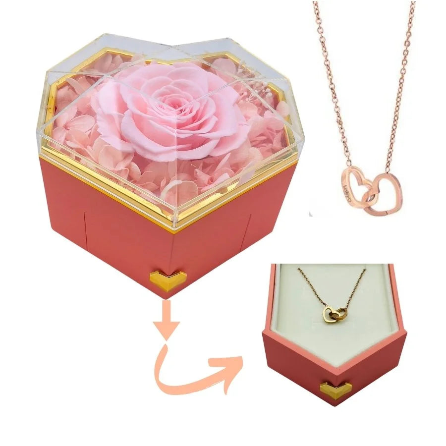 Heart Box | Necklace and Eternal Rose - Romantic Engraved Gift