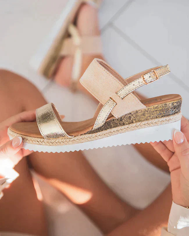 Kristina | Beige wedge heels - Elegant comfort for all day long