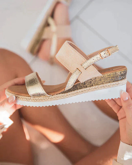 Kristina | Beige wedge heels - Elegant comfort for all day long