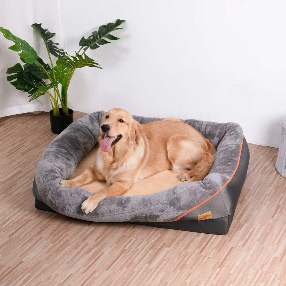 Rex - Orthopedic Gray-Orange Dog Bed