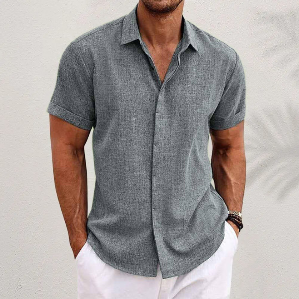 OLIVER™ | Short Sleeve Cotton and Linen Shirt - Breathable Style for Warm Days