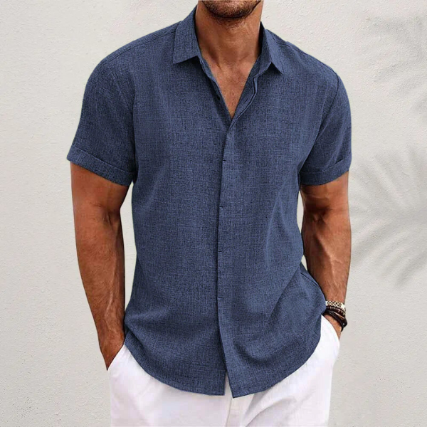 OLIVER™ | Short Sleeve Cotton and Linen Shirt - Breathable Style for Warm Days